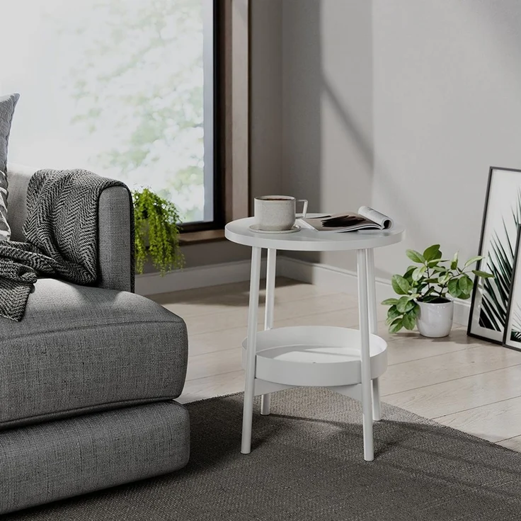 Vicco Couchtisch Riono, Weiß, 40 x 40 cm mit zusätzlicher Ablagefläche (1-St) – Bild 2