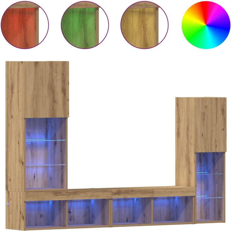 vidaXL TV-Schränk 4 pcs Artisan-Eiche Holzwerkstoff 3334390 – Bild 1