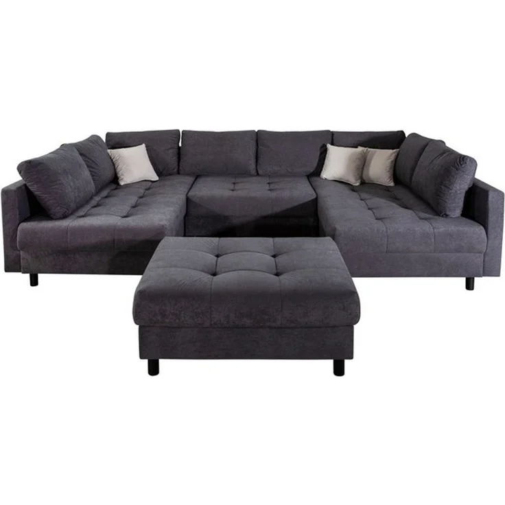 COLLECTION AB Wohnlandschaft Toni U-Form, B: 298 cm, Set: Sofa & Hocker, 3 Zierkissen, Federkern – Bild 4