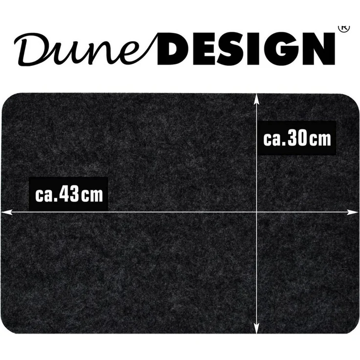 DuneDesign Platzset 4 Extra-Dicke Tischsets Filz Grau - Edle Tischunterlagen - Abwaschbar, 43 x 30 x 0,5 cm Platzdeckchen Rechteckig - Filzunterlagen Esstisch – Bild 2