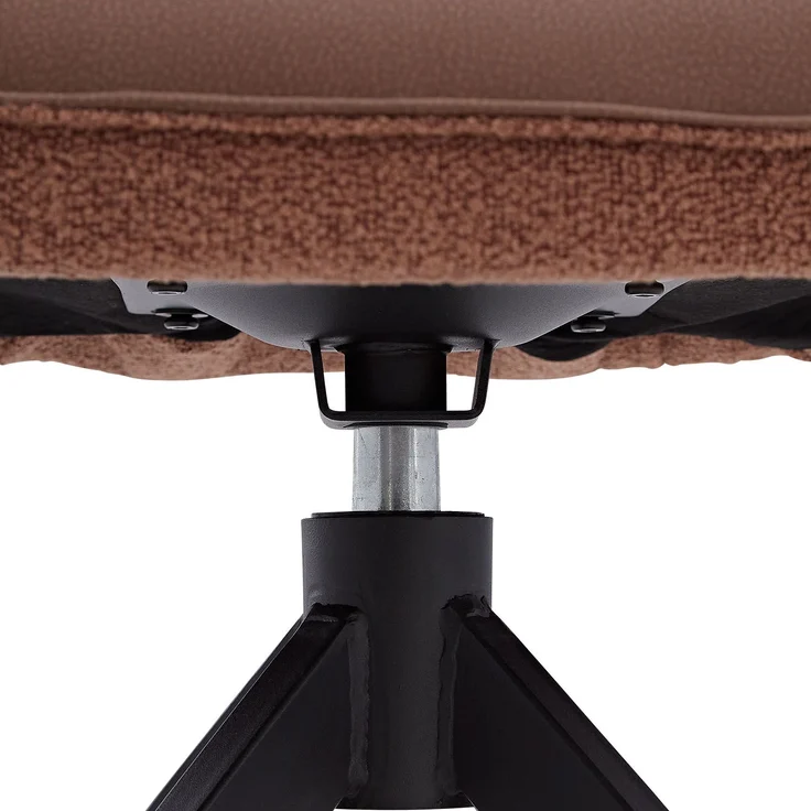 Esstisch mit 4 Stühlen Set Essgruppe Polsterstühle Drehbar Bouclé Leder Braun Esszimmertisch Oval Metall Schwarz – Bild 9