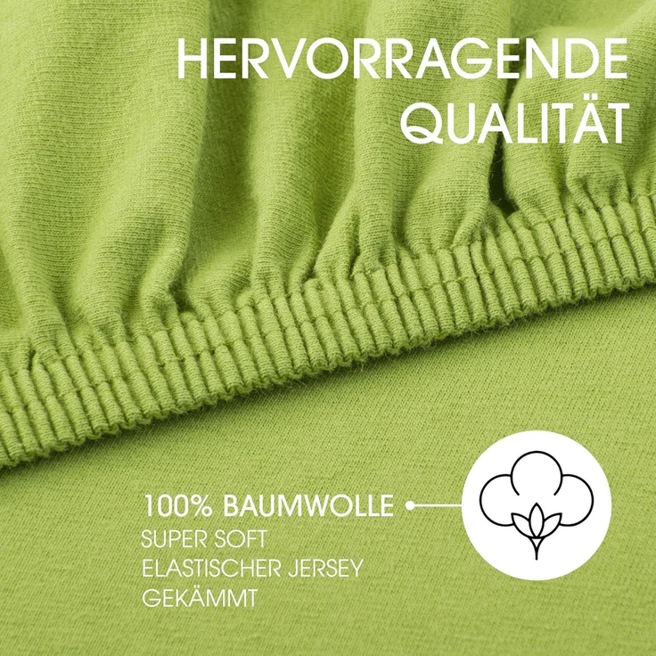 CelinaTex Jersey Spannbettlaken Lucina 140x200-160x200 cm grün 100% Baumwolle gekämmt bis 26cm Matratzenhöhe Spannbettbezug, Leintuch, Bettlaken, elastisch, Strech, Oeko-Tex – Bild 2