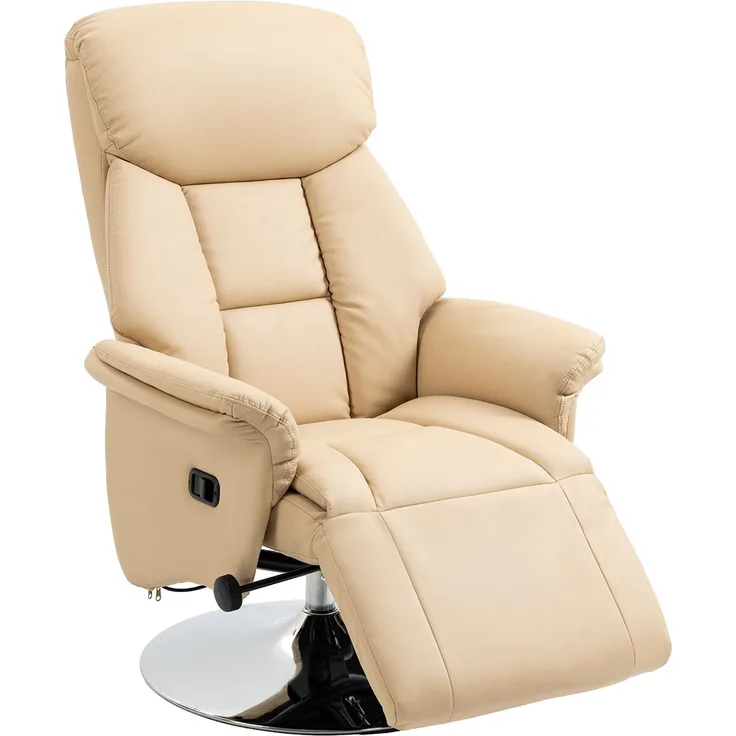 Wohnora-Relaxsessel, Liegefunktion, Lederoptik, Fußstütze, bis 150 kg, 78 x 80 x 109 cm, Beige,H 1090cm x T 800cm x B 780cm