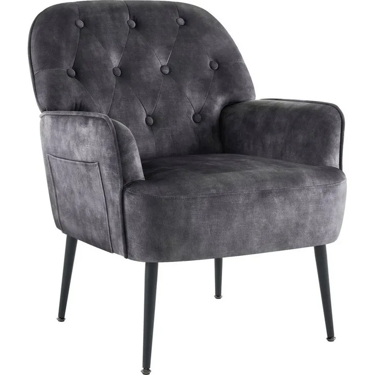 Intimate WM Heart Sessel Einzelsessel, Retro Fernsehsessel mit Metallbeinen, Samt Loungesessel mit Armlehne für Schlafzimmer Wohnzimmer