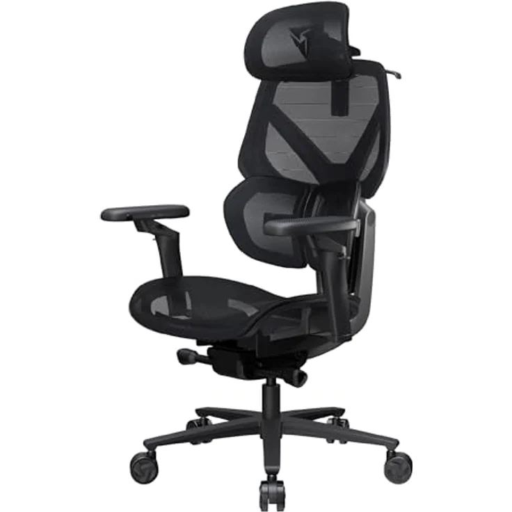 ThunderX3 Flex Pro Mesh, Ergonomischer Bürostuhl mit hoher Rückenlehne, Lendenstütze, 19D Verstellbarkeit, Synchronmechanik, Vorwärtsneigung, Schwarz – Bild 1