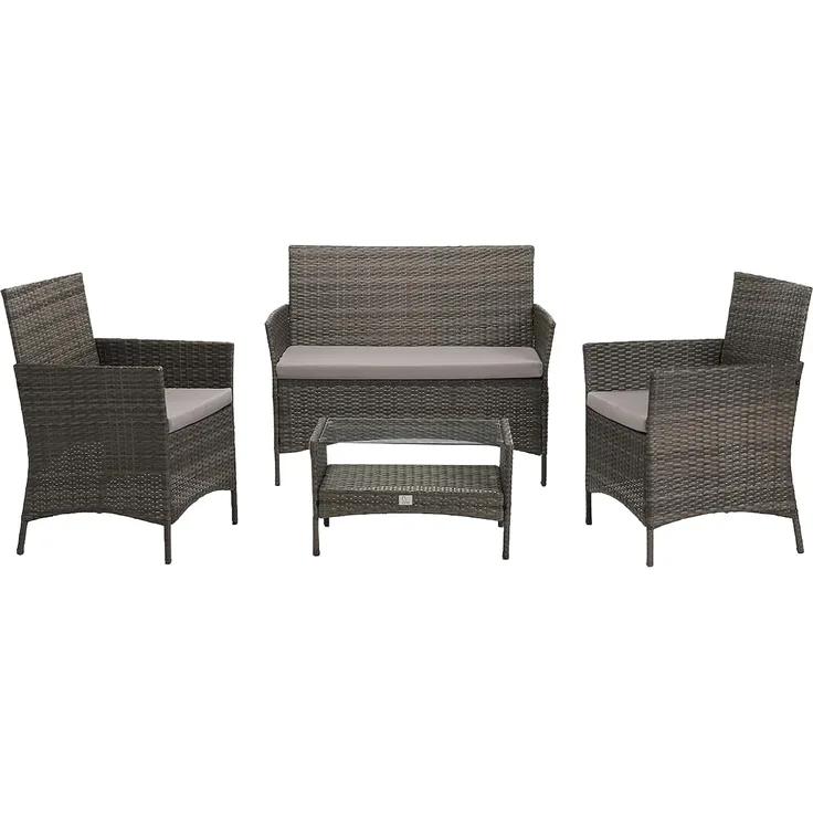 SVITA BROOKLYN Polyrattan Sitzgruppe Lounge Garnitur Gartenmöbel Set grau