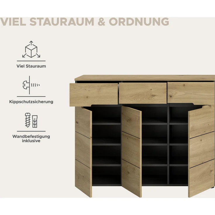 Garderobenkombination (B/H/T: 180x190x37 cm) in Artisan Nachbildung – Bild 8