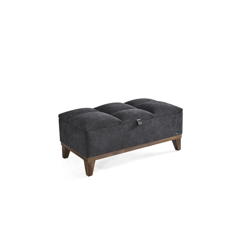 Schlafzimmer-Set "Rina" – Bett mit Bettkasten und Matratze , Nachttisch, Bettbank-Anthrazit – Bild 13