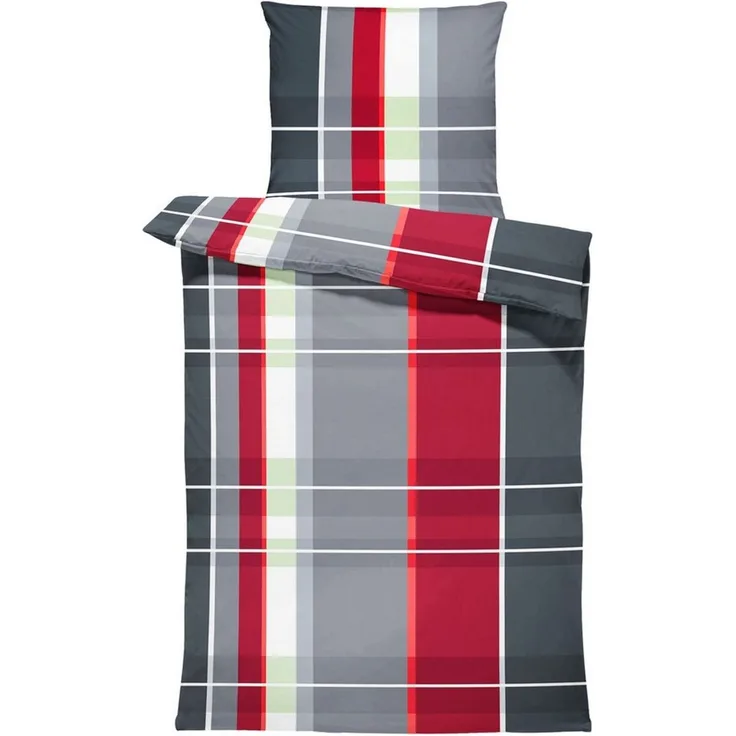 One Home Bettwäsche Motive, Mikrofaser, 2 teilig, Kariert Gestreift Modern, Knitterfrei Weich für Sommer und Winter