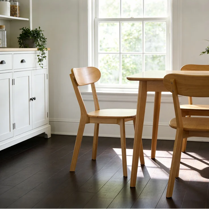 Esszimmerstühle aus 100 % Massivholz, 2er-Set, Mid-Century-Modern-Stil mit geschwungener Rückenlehne, Küchenstühle mit verstellbaren Fußstützen für Esszimmer, Küche, Wohnzimmer, Holzfarbe--Holz--86x68x15cm--YOUDENOVA – Bild 5