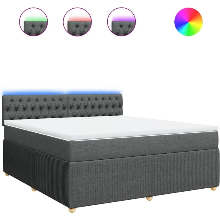 vidaXL Boxspringbett mit Matratze Dunkelgrau 180x200 cm Stoff 3289843 – Bild 2