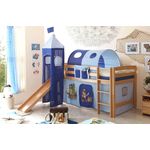 Rutschbett mit Turm Toby R Buche Natur - Pirat hellblau-dunkelblau