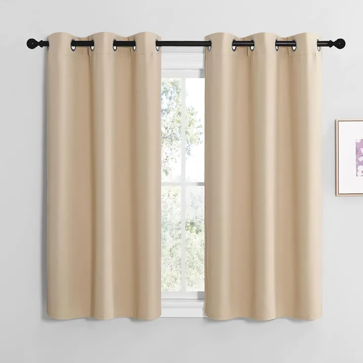 NICETOWN Beige Vorhänge Blickdicht mit Ösen für Küche/Schlafzimmer 2er Set H120 x B107 cm Biscotti Beige, Vorhang Kurz Fenster Gardinen Thermo Gardine Fenstergardinen Bistrogardine