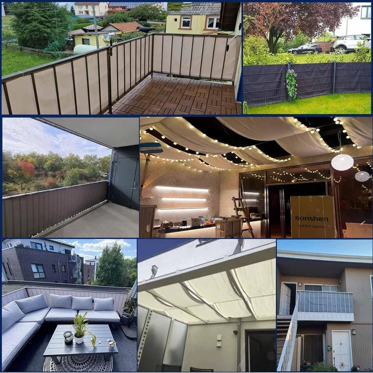 MENGH Balkonabdeckung 110x500 cm, Balkon Sichtschutz Balkonabdeckung, Wind- und UV-Schutz, in div. Größen & Farben für Gartenzaun Balkonzaun grau – Bild 7