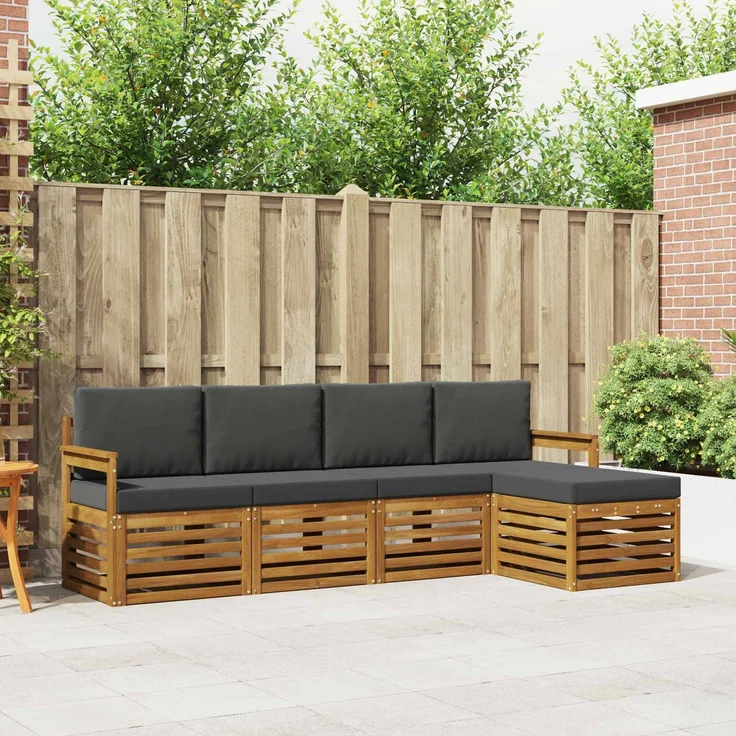 vidaXL Outdoor-Sofagarnitur 5 stk. 5-Sitzer Natur und Anthrazit 3374637 – Bild 1