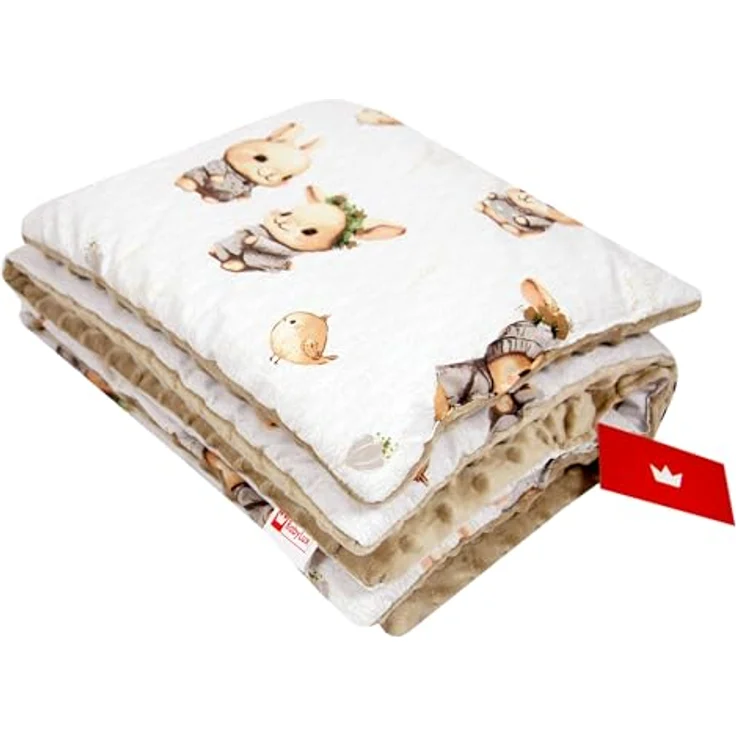 Kinderdecke BABYLUX Babydecke MINKY 2Set Kuscheldecke Decke 75 x 60cm Kinderwagen, BabyLux, MP150 - Beige + Häschen – Bild 4