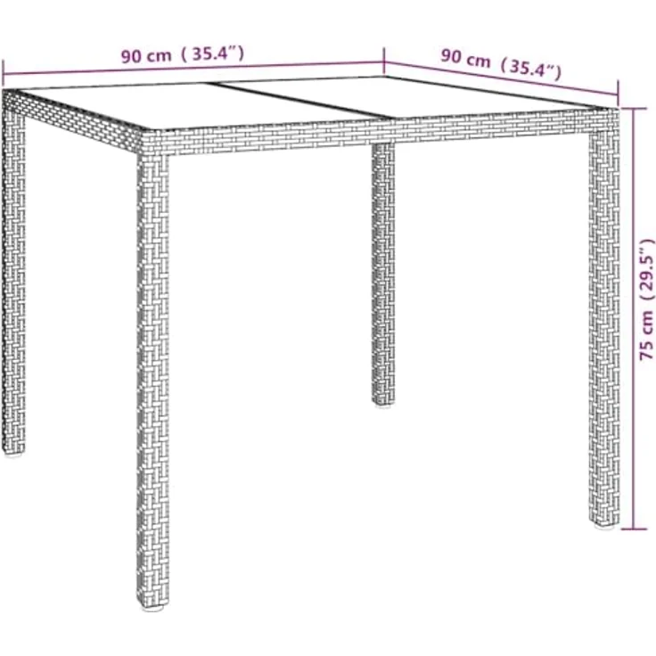 vidaXL Gartentisch Grau 90 x 90 x 75 cm Poly-Rattan 362534 – Bild 4