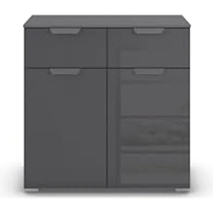 rauch Aditio Box, Kommode, 2-türig, 2 Schubladen mit Glasfront, mit Softclose-Funktion, Farbe Grau metallic, BxHxT 80x81x42cm – Bild 5