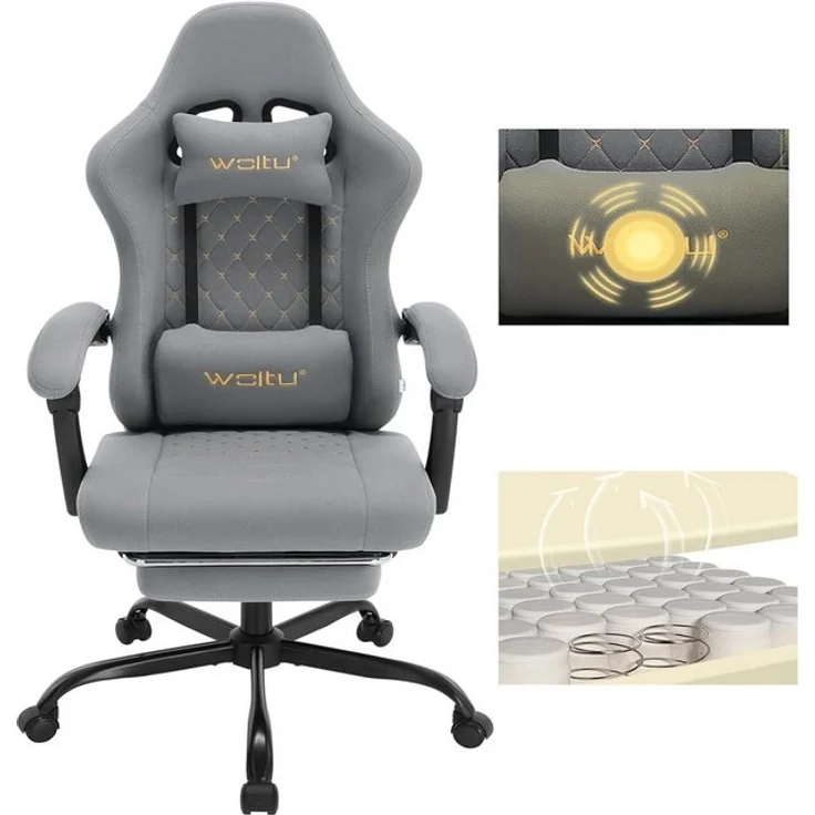 Woltu Gaming-Stuhl (1 St), mit Massagefunktion, ergonomisch, 150 kg, Netzstoff – Bild 4