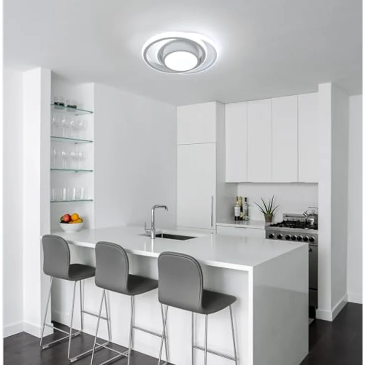 Comely LED Deckenlampe Weiß Rund, Moderne Deckenleuchte 32W mit Kaltweißem Licht 6500K, Deckenlampe für Wohnzimmer, Schlafzimmer und Küche, Hergestellt aus Aluminium und Eisen, Einfache Montage – Bild 3