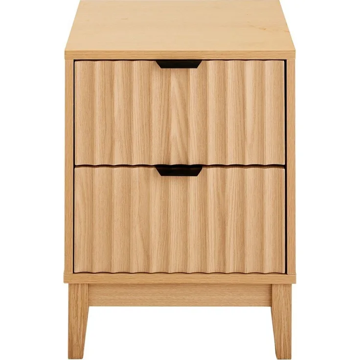 Calicosy 'BOLOGNE' Nachttisch mit 2 Schubladen H52 cm - helles Holzdekor - Helles Holz