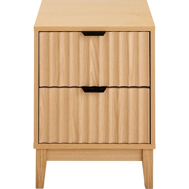 Calicosy 'BOLOGNE' Nachttisch mit 2 Schubladen H52 cm - helles Holzdekor - Helles Holz – Bild 1