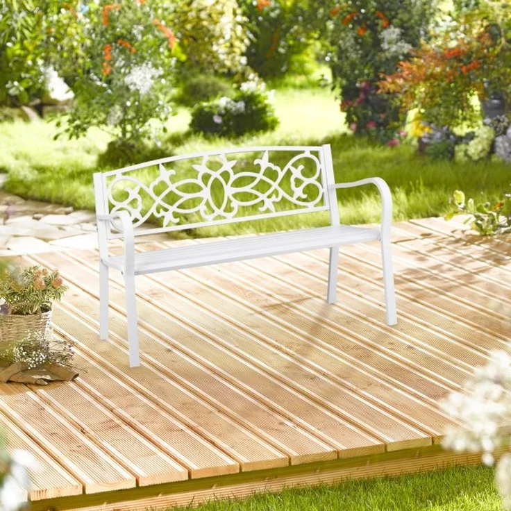 Vintage Gartenbank in Weiß – Bild 2