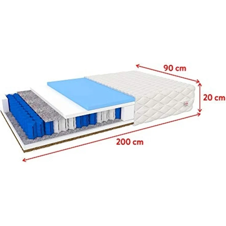 Selsey Lerand - Matratze, zweiseitige Taschenfederkernmatratze, 7 Zonen, HR-Schaum Kokosschicht, 20 cm hoch (90x200 cm) – Bild 2