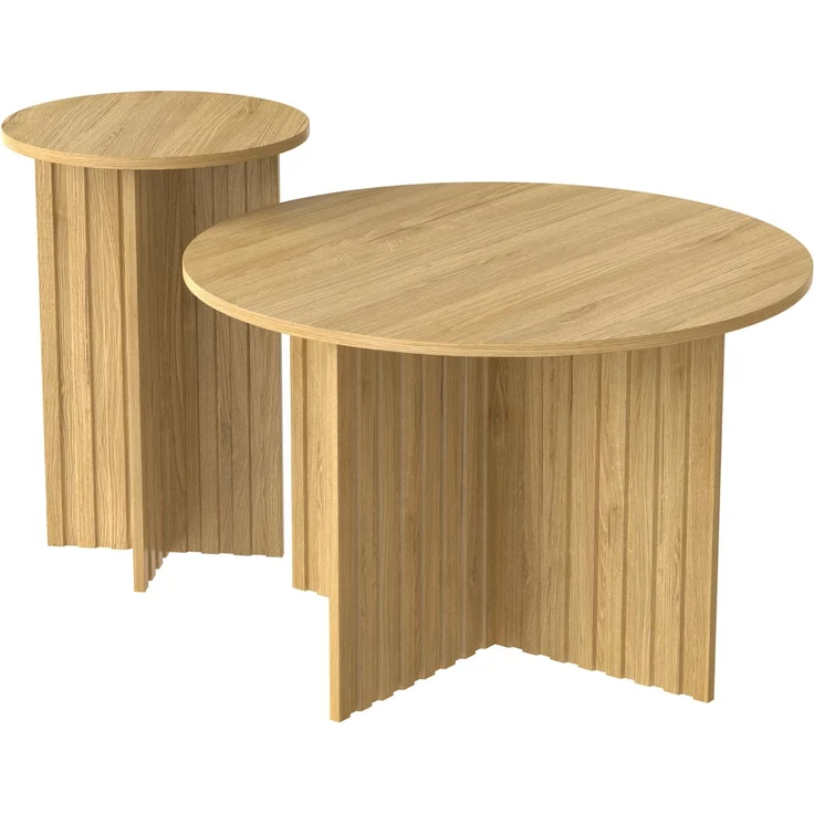 Merax 2-teiliges Holz-Nest-Tisch-Set – Runde Couchtische & Kaffeetische im skandinavischen Design, Holzfarbe – Bild 9