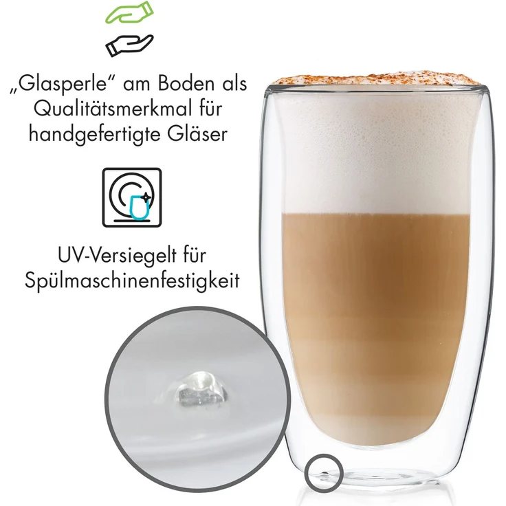 Carajillo doppelwandige Thermogläser 450ml handgemacht Borosilikatglas Transparent – Bild 6