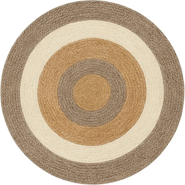 Wohnando Teppich MY-RUG Teppich Jute Balance, aus 100% Jute 100x100 cm, Rund, Höhe: 10 mm, handgewebt, Natürliches Material, Boho-Stil, wendbar – Bild 1