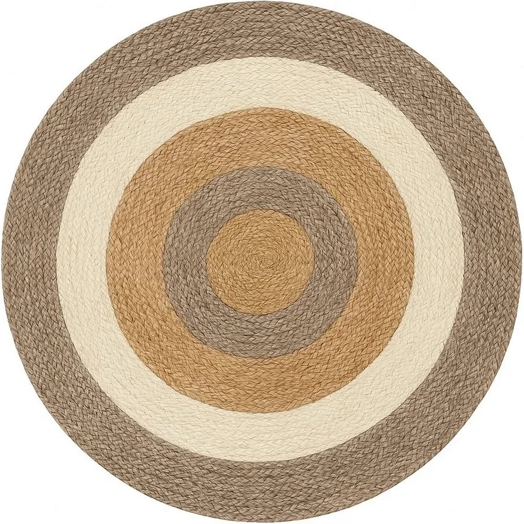 Wohnando Teppich MY-RUG Teppich Jute Balance, aus 100% Jute 100x100 cm, Rund, Höhe: 10 mm, handgewebt, Natürliches Material, Boho-Stil, wendbar
