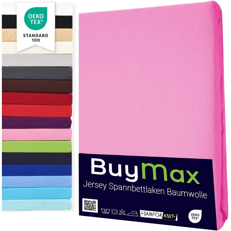 Buymax® Spannbettlaken 80x200 cm Baumwolle 100% Spannbetttuch Bettlaken Jersey, Matratzenhöhe bis 25 cm, Farbe Altrosa – Bild 1