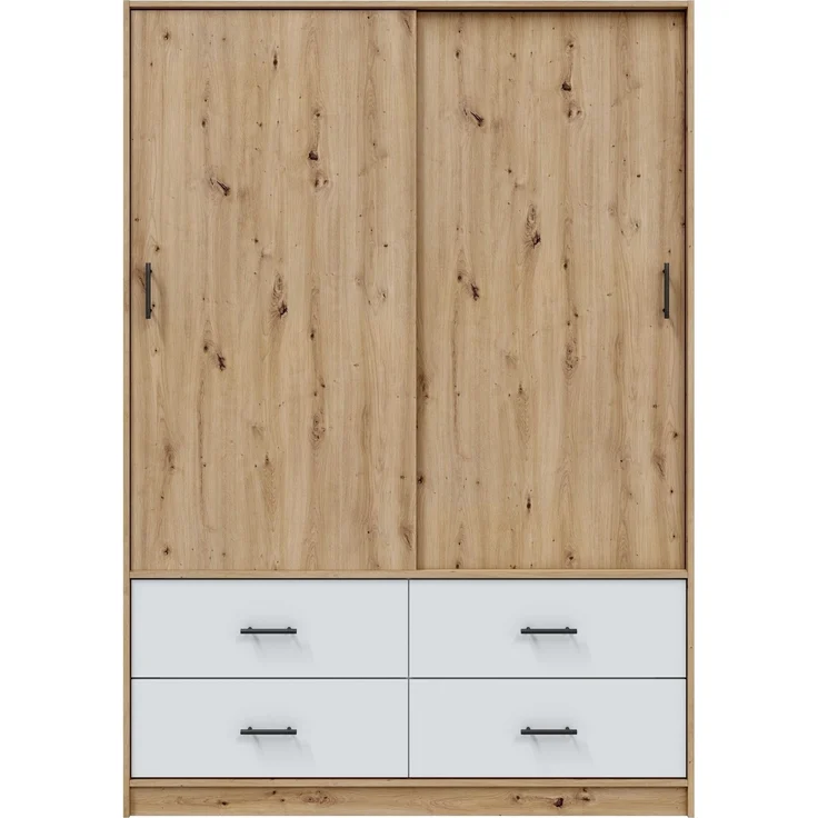 Schlafzimmer-Set >ENZO< (6-teilig) Nodi Eiche / Artik Weiß, Bett, Nachtkonsolen, Kommode, Schrank – Bild 2