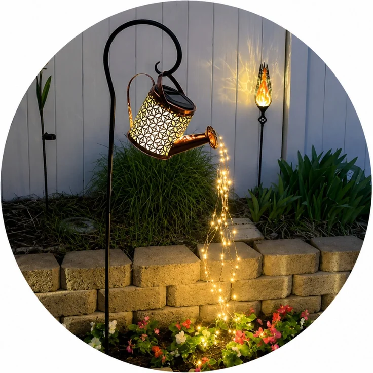 Dekorative Solar Gartenleuchte Gießkanne LED mit Wasserfall Effekt – Bild 5