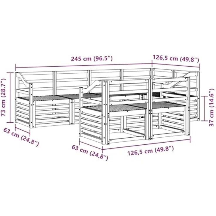 vidaXL Outdoor-Sofagarnitur 7 stk. 7-Sitzer Natur Massivholz Akazie 3384475 – Bild 3