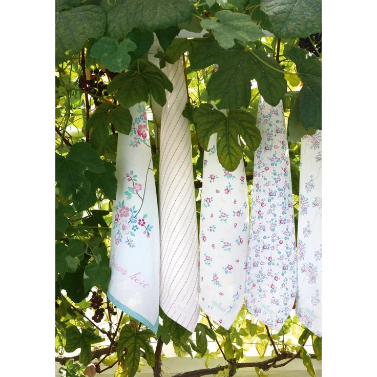 Greengate Geschirrtuch Portia Geschirrtuch flowers white 70x50 cm – Bild 2