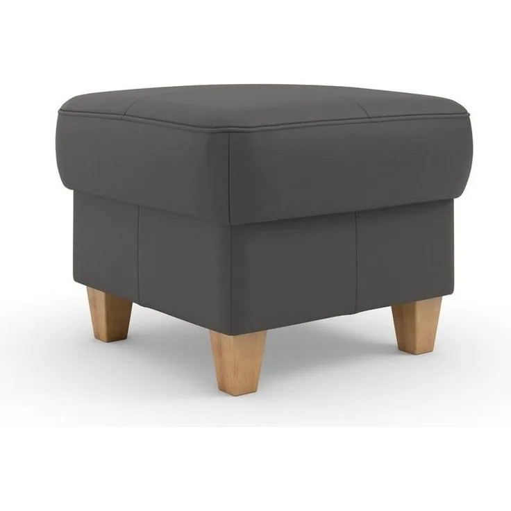 CAVADORE Leder-Hocker Palera / Polsterhocker mit Stauraum + massiven Holzfüßen als Sitzgelegenheit, Aufbewahrung, Fußablage / 58 x 48 x 58 / Leder Dunkelbraun