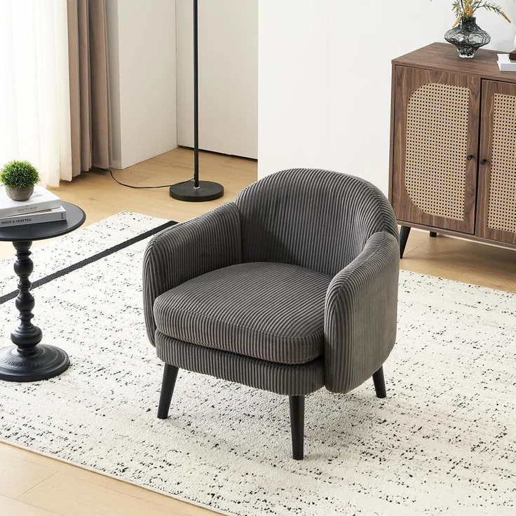 Sessel Cocktailsessel Loungesessel Lesesessel 113kg Cord-stoff Grau – Bild 3