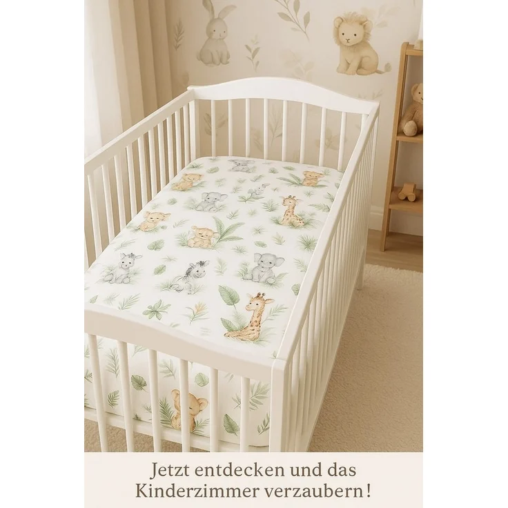 BabyLux Spannbettlaken SPANNBETTLAKEN 70x140 Spannbetttuch Baumwolle Kinder Baby Babybett, 124. Africa_Tiere – Bild 2