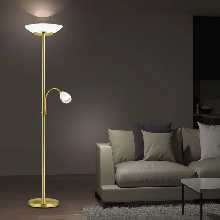 Stehleuchte, Metall, Glas, weiß, Flexoarm, H 180 cm – Bild 6