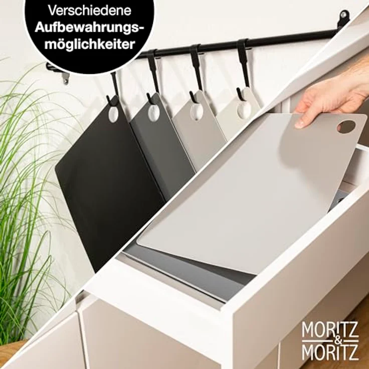 Moritz & Moritz Schneidebrett 4x Schneidematte Küche, Kunststoff, (4et-Set, 4-St), Je 38 x 29 cm für schnelles Abeiten – Bild 7