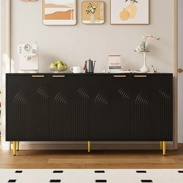 Sideboard (160/40/80 cm) Mehrzweckschrank mit Türen, Küchenschrank, Aufbewahrungsschrank, Wohnzimmerschrank, matt – Bild 3