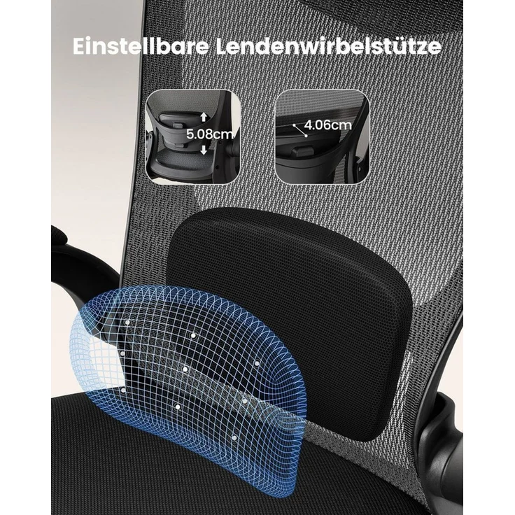 Marsail Bürostuhl Ergonomischer – Schreibtischstuhl Mesh mit 3D-verstellbaren Armlehnen (Dynamischer Lendenstütze, Wippfunktion), TÜV-geprüft, bis 136 kg – Ideal für Homeoffice & Gaming – Bild 2