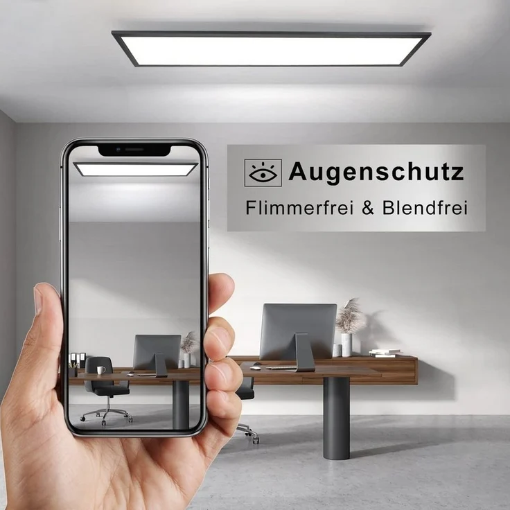Nettlife LED Panel Deckenleuchte Schwarz Dimmbar -120 x 30 cm flaches, LED fest integriert, Warmweiß Neutralweiß Kaltweiß, Wohnzimmerlampe Küche Schlafzimmer Flur – Bild 3
