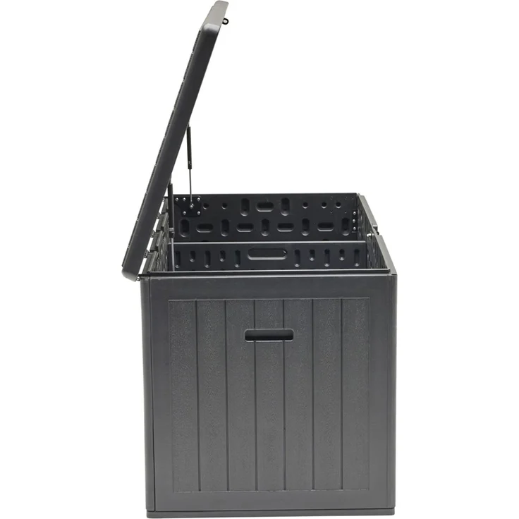 Aufbewahrungsbox Lilo Kissenbox Gartentruhe 140x70 cm Holzmaserung Schwarz – Bild 6