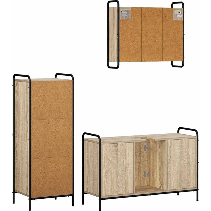 vidaXL Badezimmerschrank-Set 3 stk. Sonoma-Eiche 40 x 36 x 109,5 cm 3444538 – Bild 7
