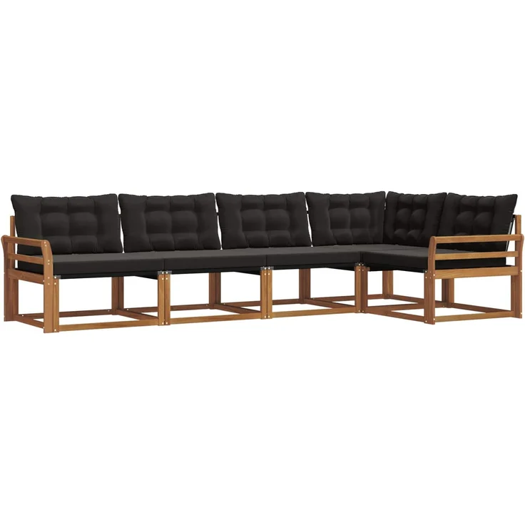 vidaXL Outdoor-Sofagarnitur 5 stk. 5-Sitzer Natur und Schwarz 3369459 – Bild 2