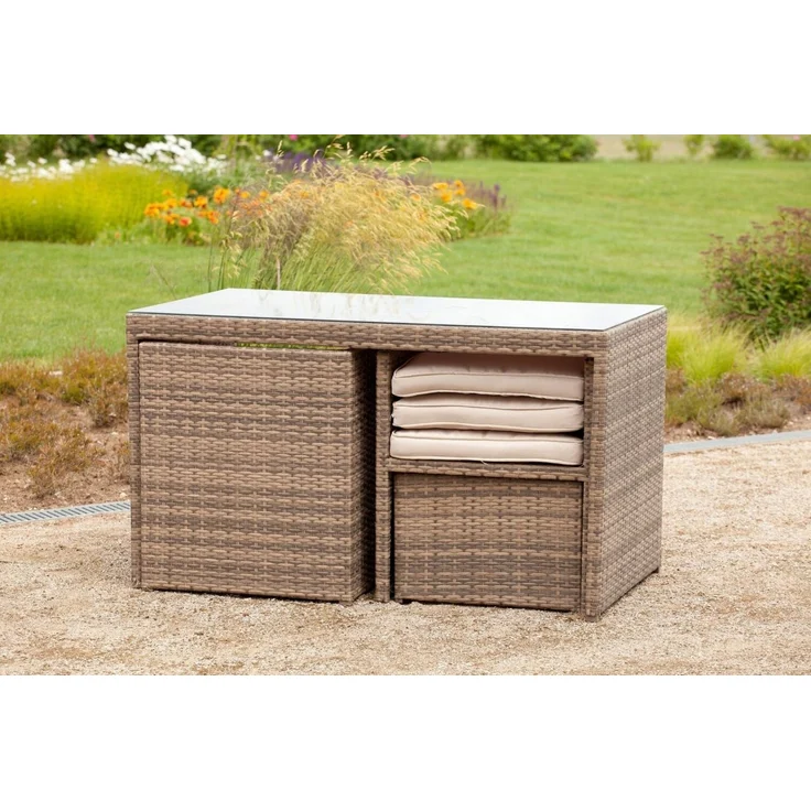 Svenja Gartenmöbel Set 11tlg, 2 Sessel, 2 Hocker, inkl. Auflagen, Tisch – Bild 2