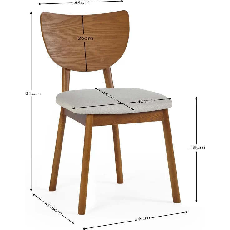 Julian Bowen 2er-Set Lowry-Esszimmerstühle, Kirschesche, 81 x 54 x 49 cm – Bild 7
